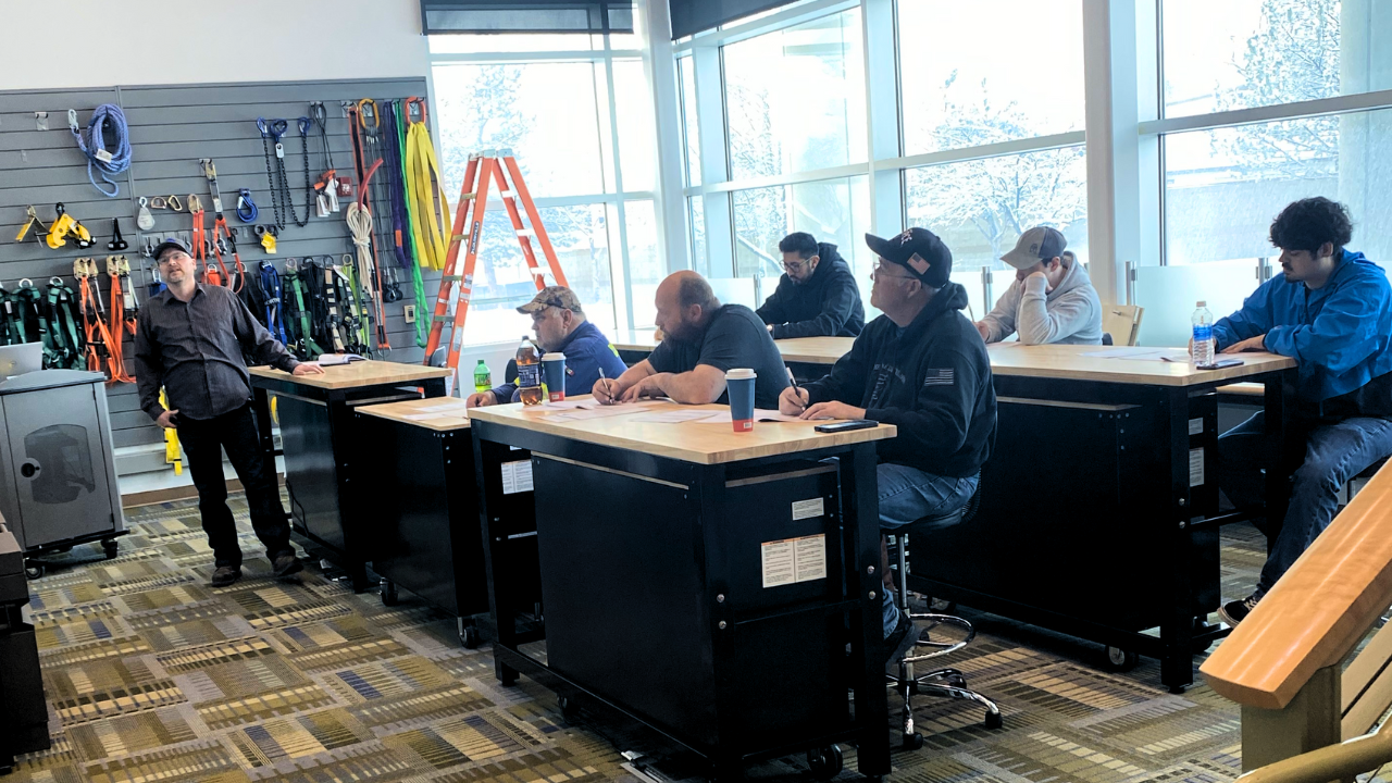 Trainees participate in the Working at Heights training class at the GBC - NORCAT MST facility in Elko, Nev. (GBC - NORCAT MST)