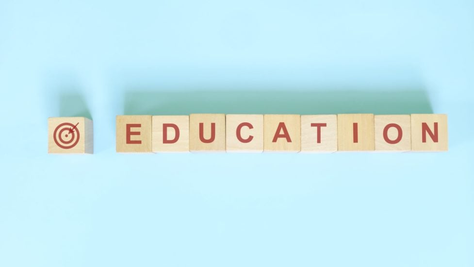 education in wooden blocks